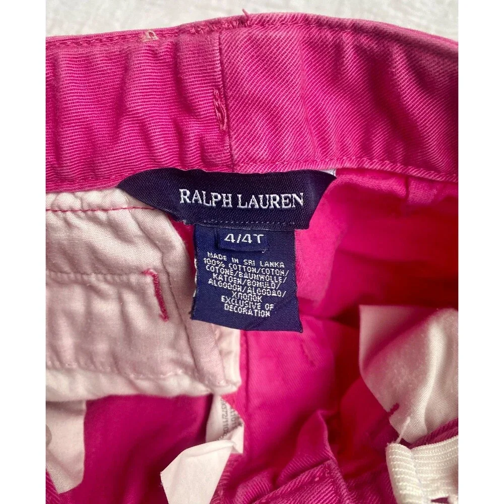 Ralph Lauren Girl's Dark Pink Classic Bermuda Preppy Chino Shorts - Size 4 T